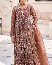 Emaan Adeel Redwood Brown Organza Suit- Pakistani Designer Chiffon Suit