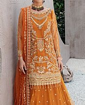 Emaan Adeel Orange Net Suit- Pakistani Chiffon Dress