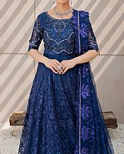 Emaan Adeel Dark Blue Net Suit- Pakistani Designer Chiffon Suit