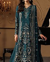 Emaan Adeel Teal Chiffon Suit- Pakistani Chiffon Dress