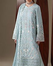 Emaan Adeel Turquoise Chiffon Suit- Pakistani Designer Chiffon Suit