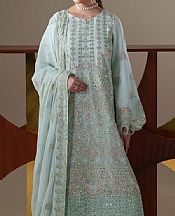 Emaan Adeel Turquoise Chiffon Suit- Pakistani Designer Chiffon Suit