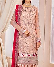 Emaan Adeel Peach Chiffon Suit- Pakistani Designer Chiffon Suit