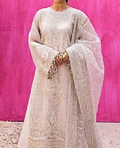 Emaan Adeel Off White Organza Suit- Pakistani Designer Chiffon Suit