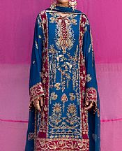 Emaan Adeel Denim Blue Chiffon Suit- Pakistani Chiffon Dress