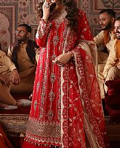 Emaan Adeel Red Chiffon Suit- Pakistani Designer Chiffon Suit