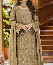 Emaan Adeel Beige Organza Suit- Pakistani Chiffon Dress