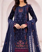 Emaan Adeel Navy Blue Lawn Suit- Pakistani Lawn Dress