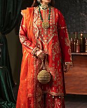 Emaan Adeel Cornell Red Silk Suit- Pakistani Chiffon Dress