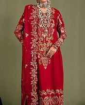 Emaan Adeel Red Silk Suit- Pakistani Designer Chiffon Suit