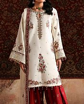 Emaan Adeel Off White Raw Silk Suit- Pakistani Designer Chiffon Suit