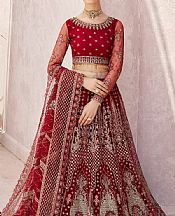 Emaan Adeel Red Net Suit- Pakistani Chiffon Dress