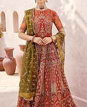 Emaan Adeel Orange Net Suit- Pakistani Chiffon Dress