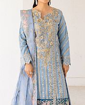Emaan Adeel Light Blue Grey Chiffon Suit- Pakistani Designer Chiffon Suit
