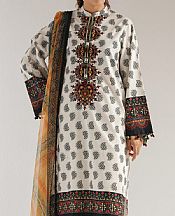 Ethnc Off White Lawn Suit- Pakistani Designer Lawn Suits