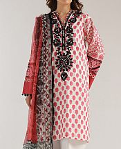 Ethnc Off White/Light Carmine Pink Lawn Suit- Pakistani Lawn Dress