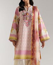 Ethnc Off White/Pink Lawn Suit- Pakistani Designer Lawn Suits