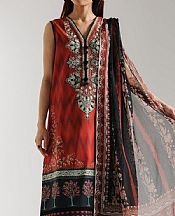 Ethnc Pale Red Lawn Suit- Pakistani Designer Lawn Suits