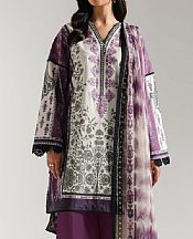 Ethnc Off White/Grey Lawn Suit- Pakistani Lawn Dress