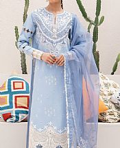 Ethnic Cornflower Blue Lawn Suit- Pakistani Designer Lawn Suits