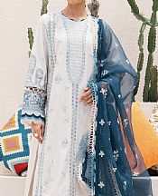 Ethnic White/Teal Lawn Suit- Pakistani Designer Lawn Suits