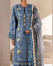 Ethnc Cadet Blue Lawn Suit- Pakistani Designer Lawn Suits