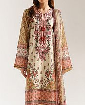 Ethnc Off White Lawn Suit- Pakistani Designer Lawn Suits