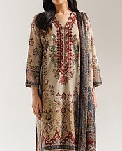 Ethnc Beige Lawn Suit- Pakistani Lawn Dress