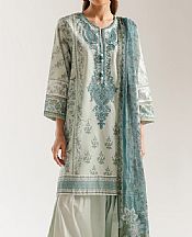 Ethnc Light Grey Lawn Suit- Pakistani Lawn Dress