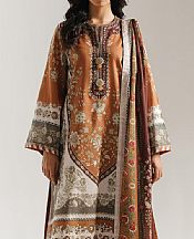 Ethnc Persian Orange Lawn Suit- Pakistani Designer Lawn Suits