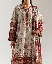 Ethnc Off White Lawn Suit- Pakistani Designer Lawn Suits