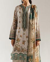 Ethnc Off White Lawn Suit- Pakistani Designer Lawn Suits