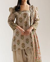 Ethnc Beige Lawn Suit- Pakistani Designer Lawn Suits