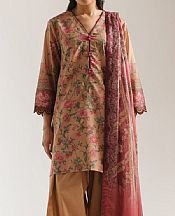Ethnc Peach Lawn Suit- Pakistani Lawn Dress
