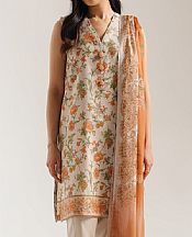 Ethnc Off White Lawn Suit- Pakistani Designer Lawn Suits