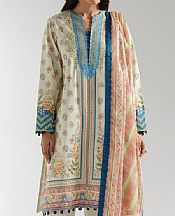Ethnc Off White Lawn Suit- Pakistani Designer Lawn Suits