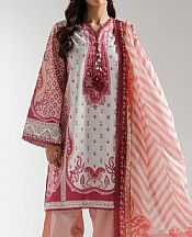 Ethnc Off White/Pink Lawn Suit- Pakistani Designer Lawn Suits