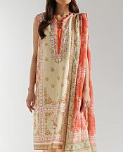 Ethnc Light Yellow Lawn Suit- Pakistani Lawn Dress