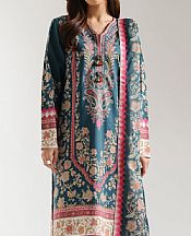 Ethnc Slate Blue Lawn Suit- Pakistani Designer Lawn Suits