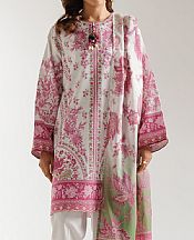 Ethnc Off White/Pink Lawn Suit- Pakistani Designer Lawn Suits