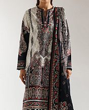 Ethnc Off White/Black Lawn Suit- Pakistani Lawn Dress