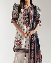 Ethnc Off White Lawn Suit- Pakistani Designer Lawn Suits