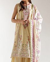 Ethnc Cream Lawn Suit- Pakistani Designer Lawn Suits