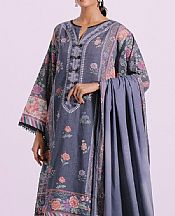 Ethnic Wild Blue Karandi Suit- Pakistani Winter Clothing