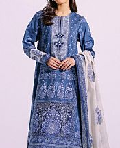 Ethnic Denim Blue Lawn Suit- Pakistani Lawn Dress