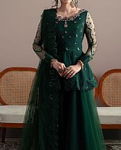 Fabiha Fatima Bottle Green Net Suit- Pakistani Designer Chiffon Suit