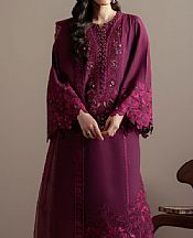 Fabiha Fatima Wine Berry Grip Silk Suit- Pakistani Designer Chiffon Suit