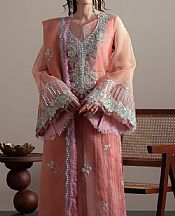 Fabiha Fatima Peachy Pink Organza Suit- Pakistani Chiffon Dress