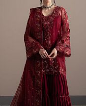 Fabiha Fatima Maroon Net Suit- Pakistani Chiffon Dress
