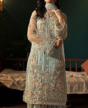 Fabiha Fatima Sky Blue Net Suit- Pakistani Chiffon Dress